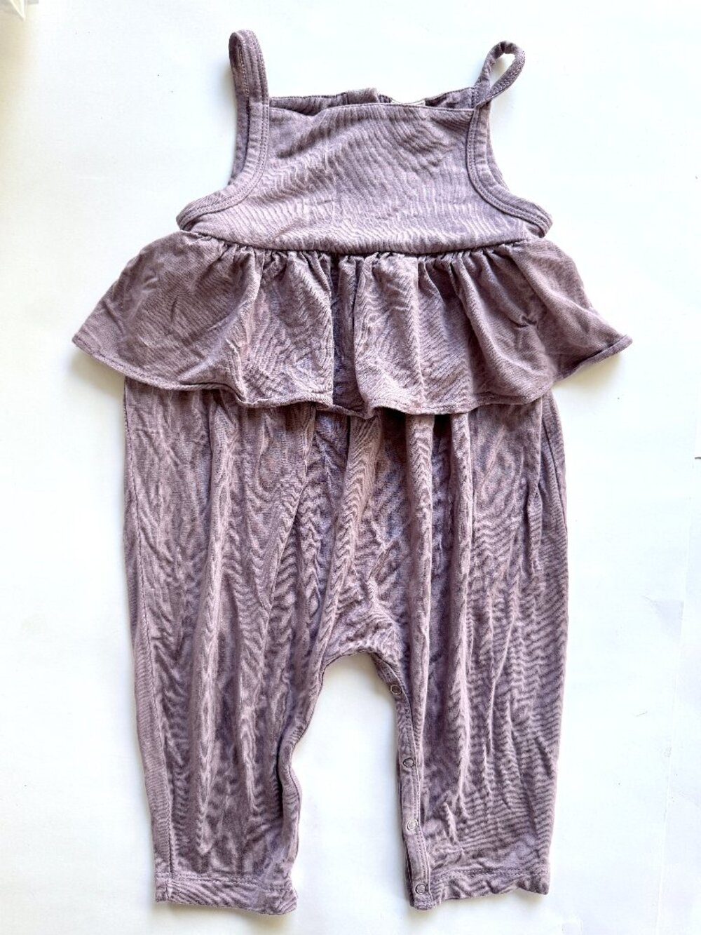Kate Quinn Bamboo Peplum Ruffle Jumpsuit Lavender Mauve 6-12M